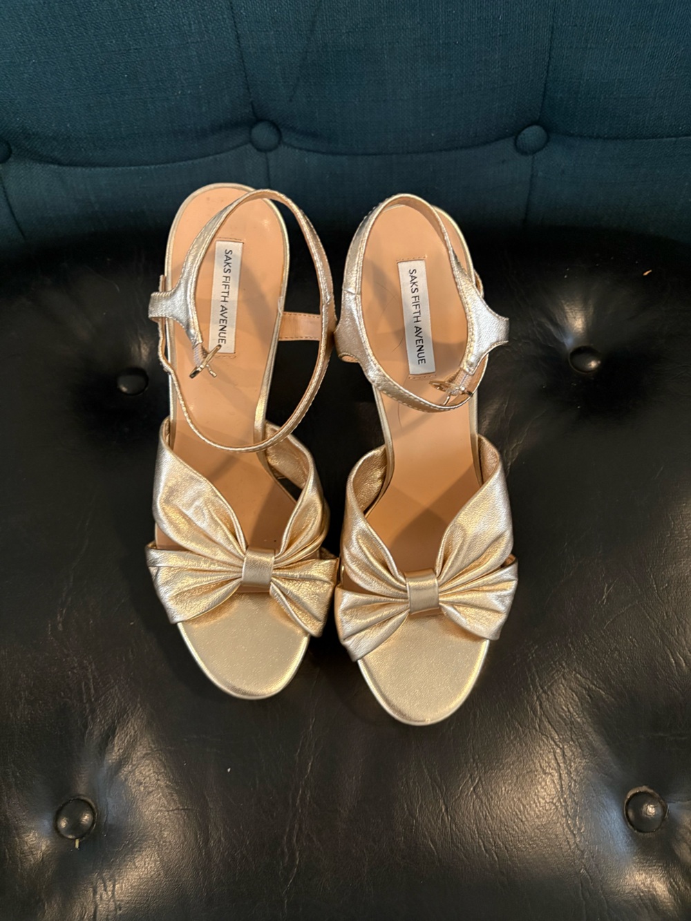 Saks Fifth Avenue Metallic Gold  Platform Sandals - NWOB
